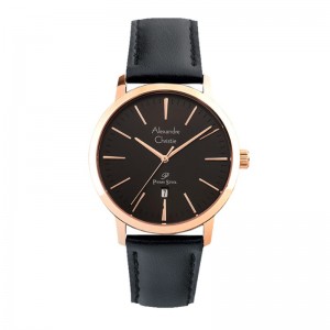 Alexandre Christie AC 1028 Rosegold Black Leather Leather Lady LDLRGBA
